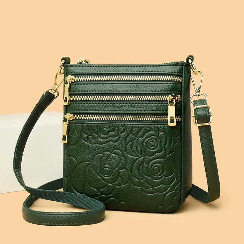 Vintage women's embossed shoulder bag style, women's bucket bag, multi-compartment crossbody bag, phone bag