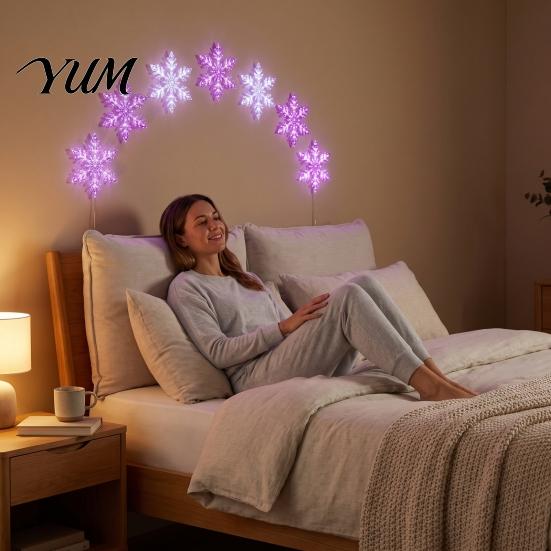 Non Marking Festive Window Stickers Christmas LED Snowflake Wall Stickers, Lighted Decor, Self-Adhesive Gift for Home Decor Winter Art with