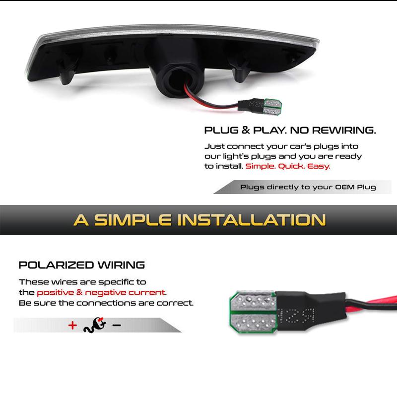 For Chevy Camaro Front Rear Side Marker Light Assemblies Turn SignalLights/Driving Lights,Replace OEM Sidemarker Lamps 2016-up