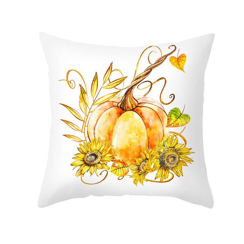 New Pumpkin Thanksgiving Pillow Cover Ins Nordic Peach Skin Printed Cushion Cushion Cover Home Products