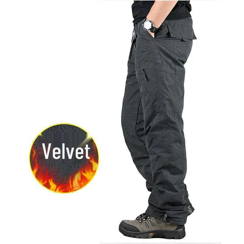 Men's Winter Fleece-Lined Cargo Pants - Warm, Casual, Elastic Waist, Plus Size, Trendy Style