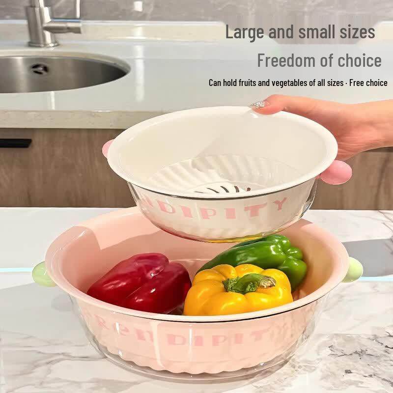 Double-Layer Kitchen Drain Basket with Fruit Plate