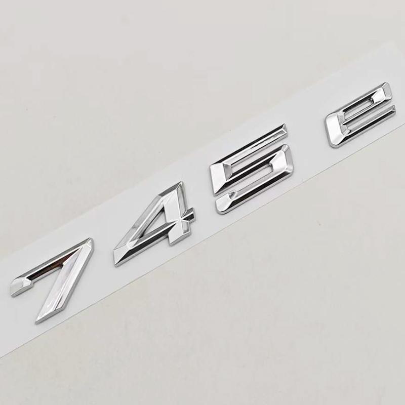 3D ABS Chrome Black Car Letters Logo 745e Rear Trunk Badge Sticker Decal For BMW 7 Series 745e G12 Auto Tail Marking Accessories SK8