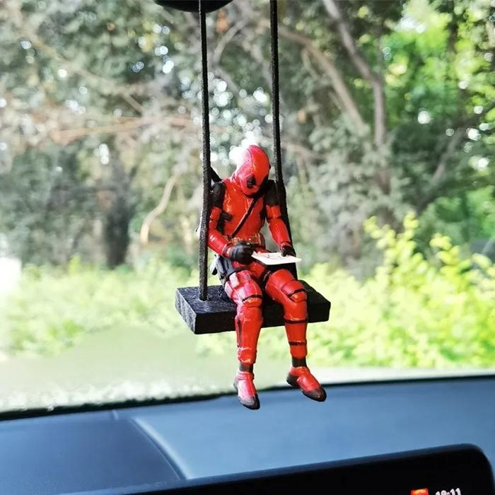 Marvel Дэдпул Рождественский подвеска на зеркало заднего вида автомобиля мини-модель игрушка фигурка действия подарок Сочлененный Масштаб Детализированный Подвижный Поза