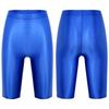 Womens Glossy High Waist Shorts Elastic Waistband Short Leggings Swimwear Workout Sports Bottoms