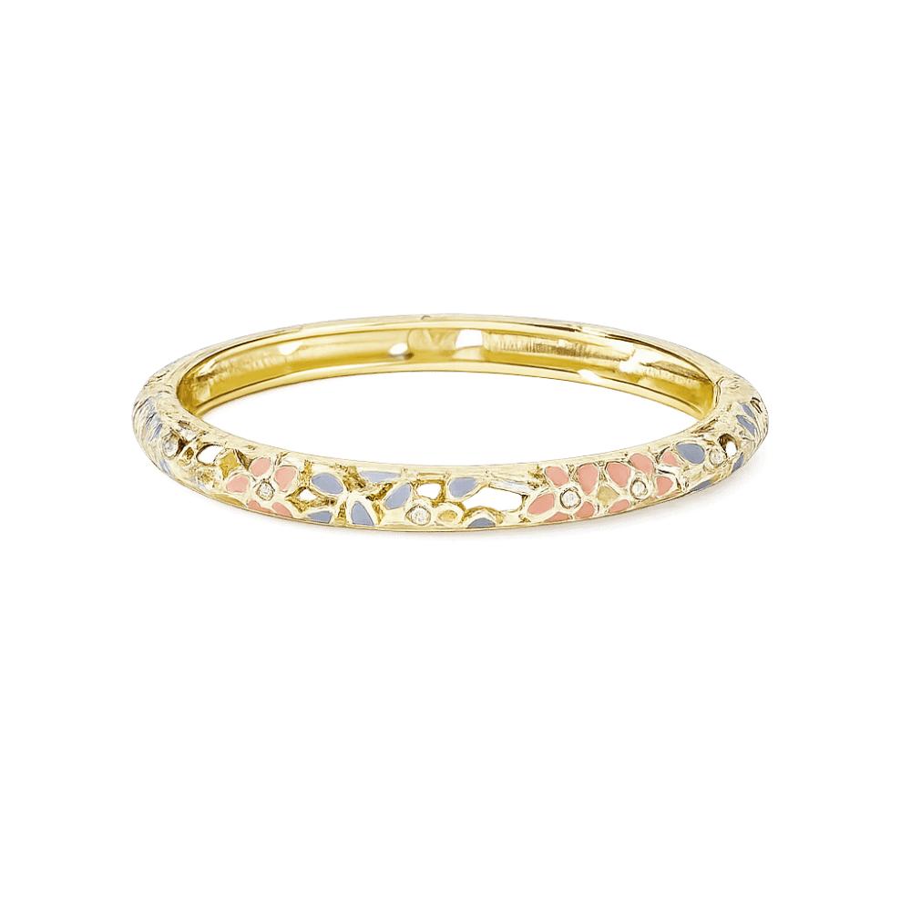 Traditional Flower Crystal Bangle Colorful Women's Hand Bracelet Vintage Cloisonne Bangle  Ladies