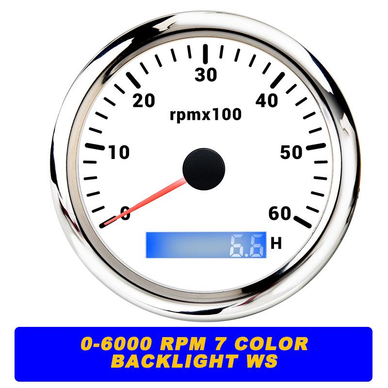 New 7 Color Backlight 85mm Tachometer Gauge For Marine Boat Car Truck 9-32V LCD 3K~8K RPM Tacho Digital Hour Meter