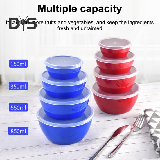 4 шт. миски для смешивания с крышками, контейнеры для салатов без бисфенола А, штабелируемые герметичные миски для хранения продуктов, набор мисок для приготовления еды для домашней еды на открытом воздухе