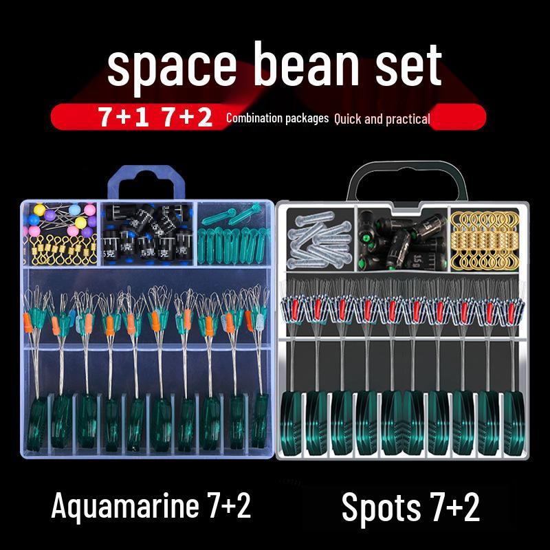 Набор рыболовных снастей из 50 предметов: Силиконовые шарики-поплавки, вертлюги, поплавки, основная леска