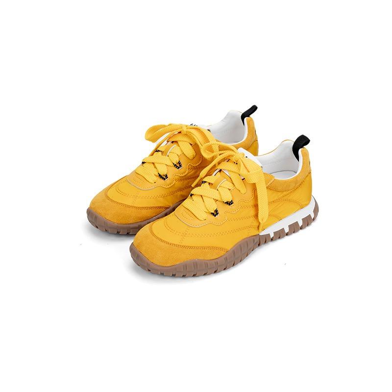 Miu Leather Casual Sports Shoes Women's Round Head Lace-up Thick-soled Non-slip Versatile Little White Shoes Board Shoes