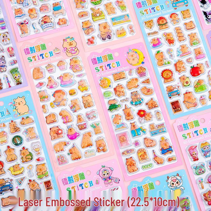 3D Кристаллическая наклейка с лазерной тиснёной капибарой для детского DIY-декора