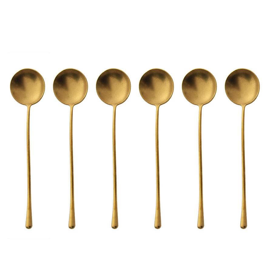 304 Stainless Steel Retro Spoon Set Old Style Dinner Spoon Main Spoon Drink Soup Have A Meal 6Pcs4