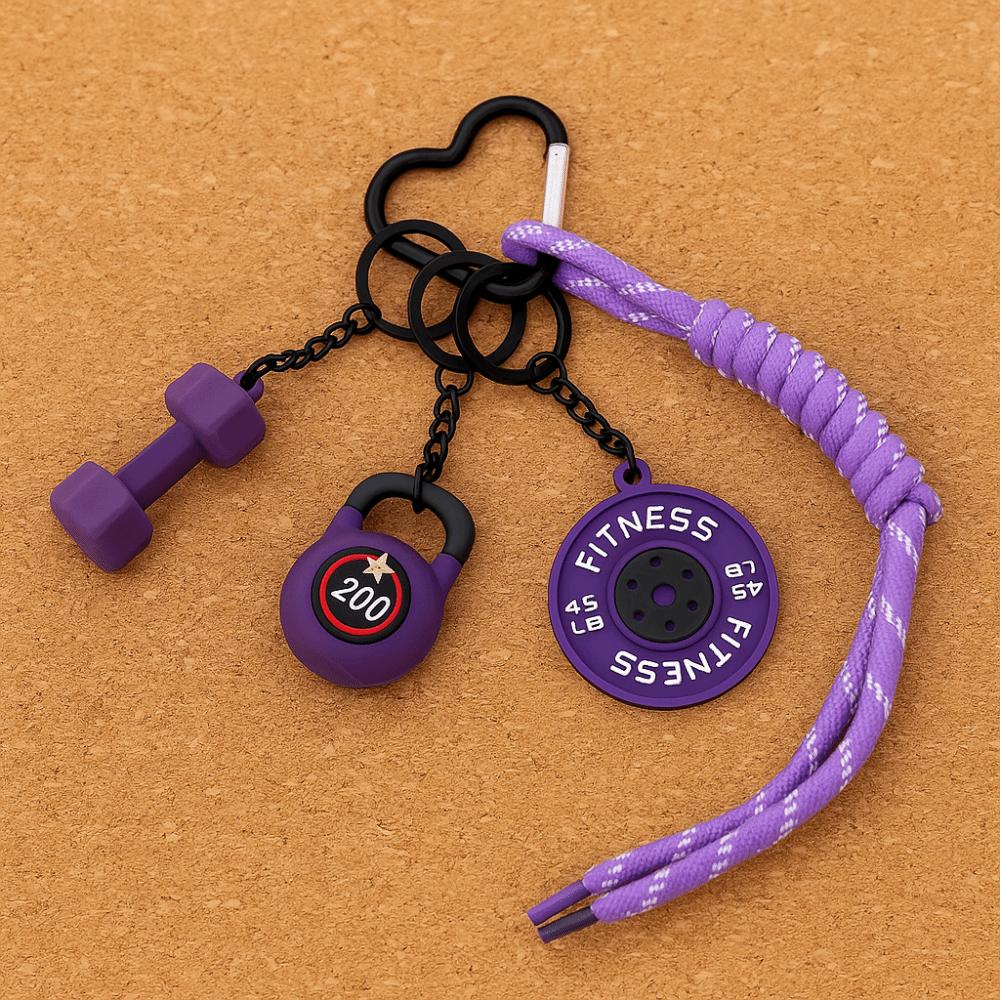 Heart Buckle Simulation Dumbbells Keyring Kettle Bells Fitness Series Pendant Friends