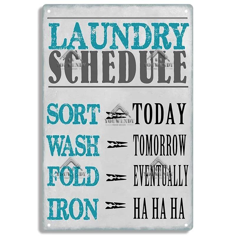 Laundry Sign Vintage Tin Sign, Metal Plaque, Retro Metal Sign, Wall Decor for Laundry Room