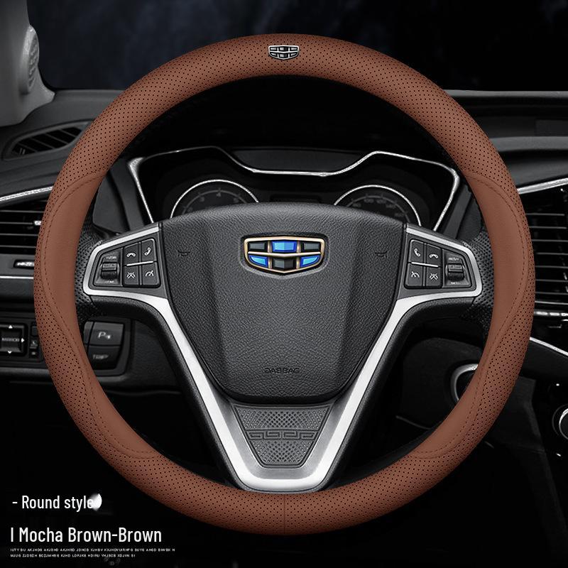 Ultra-Thin Genuine Leather Steering Wheel Cover for Geely Models
