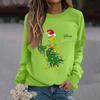 Women's Fashion Casual Long Sleeve Solid Color Christmas Printed Round Neck Top Sweatshirt