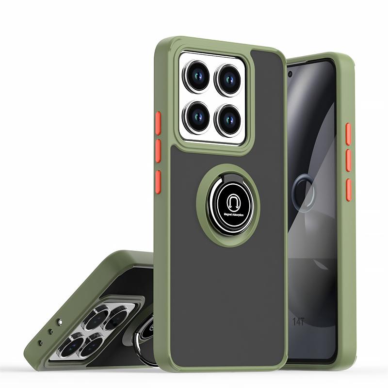 Ударопрочный Жесткий ПК Полупрозрачный Фунда Для Xiaomi 14T 14TPro Чехол Автомобильный Магнитный Держатель Броня Кольцо Задняя Крышка для Xiaomi14T 14 T Pro