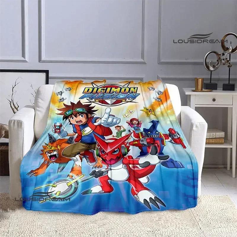 Одеяло с мультяшным принтом Digimon, теплое одеяло с фланцем, одеяло для пикника, домашнее дорожное одеяло, подкладка для кровати, подарок на день рождения