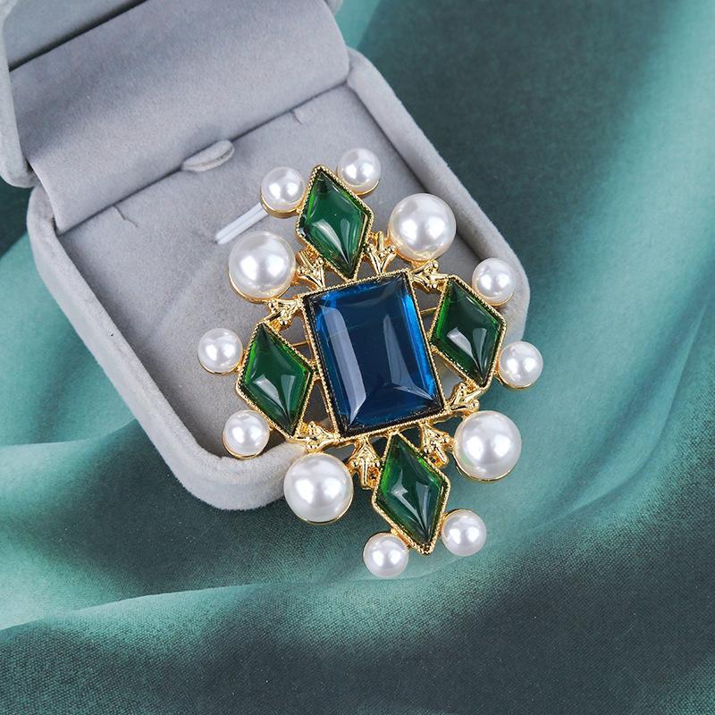 Винтажная брошь с жемчугом, булавка на лацкан блейзера, стиль барокко Лай, атмосферные модные аксессуары