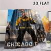 1Pc Chicago Fire Print Flannel Blanket, High quality Comfortable for All Seasons, Home Decor, Warmth and Comfort, Perfect for Christmas Gifts
