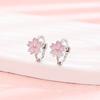 Розовые серьги-клипсы с цветущей сакурой, маленькие свежие женские серьги с цветами, красивые серьги с эмалью, серьги с цветком из пяти лепестков