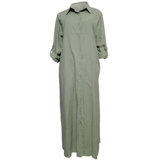 Летнее платье-макси с воротником и длинными рукавами. Кардиган OL. Однобортный однобортный свободный цвет. Повседневная одежда с отложным воротником.