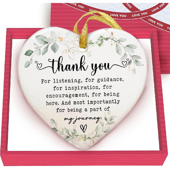 GOSSBY Friendship Ornament for Women for Friend - Friends That Turned into Family - Heart-Shaped Ceramic Xmas Decoration for Tree 2025