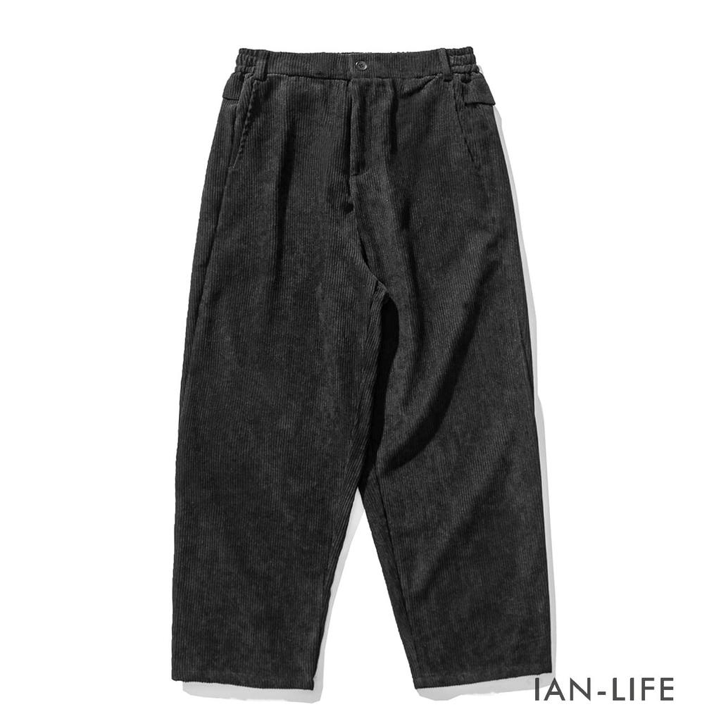 IAN-LIFE Мужские вельветовые брюки с широкими штанинами, Черные, Размер M