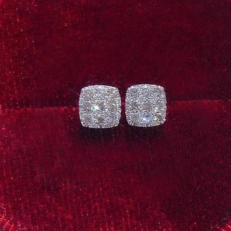Minimalist Square Full Diamond Stud Earrings