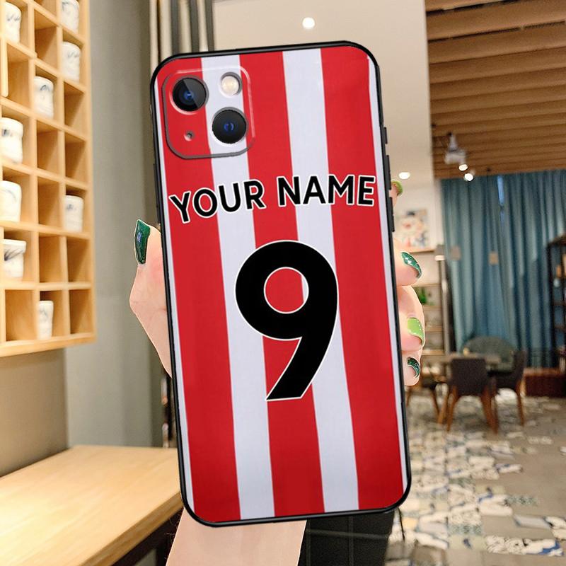 Персонализированный чехол для iPhone 13 12 11 14 15 16 Pro Max XS X XR Plus 12 13 Mini с футбольным именем, номером и телефоном