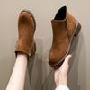 European and Americanforeign Trade Short Tube Medium Heel Retro Matte Short Boots Women's Cross-border Thick Heel Flat Bottom Side Zipper Martin Boots