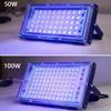 Светодиодный УФ-прожектор 50 Вт 100 Вт 395 нм Prosite Purple-light 240 В ультрафиолетовый свет ультрафиолетовая лампа прожекторы фиолетовый бактерицидный озон