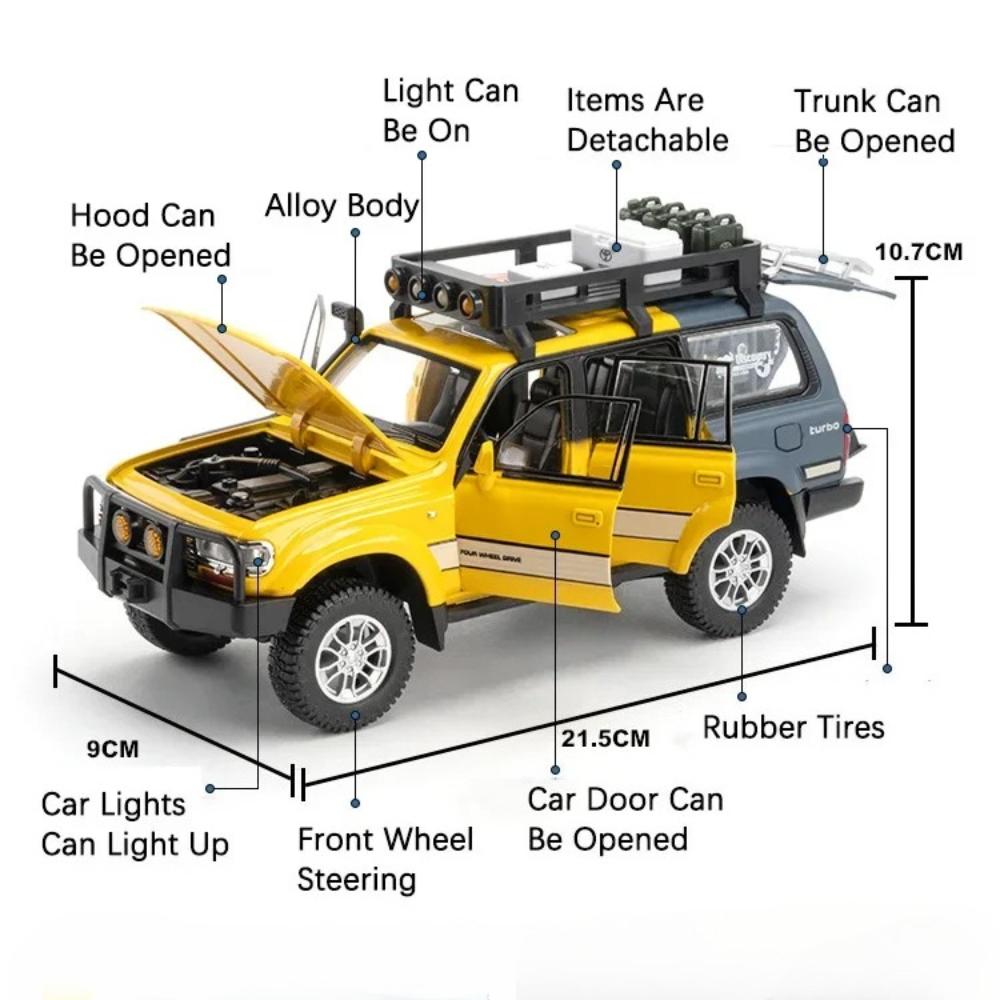 1:24 Tacoma Land Cruiser LC80 Model Car Toy Alloy Diecast Doors Opened Shock Absorption Off-road Vehicles Models Boys Gifts