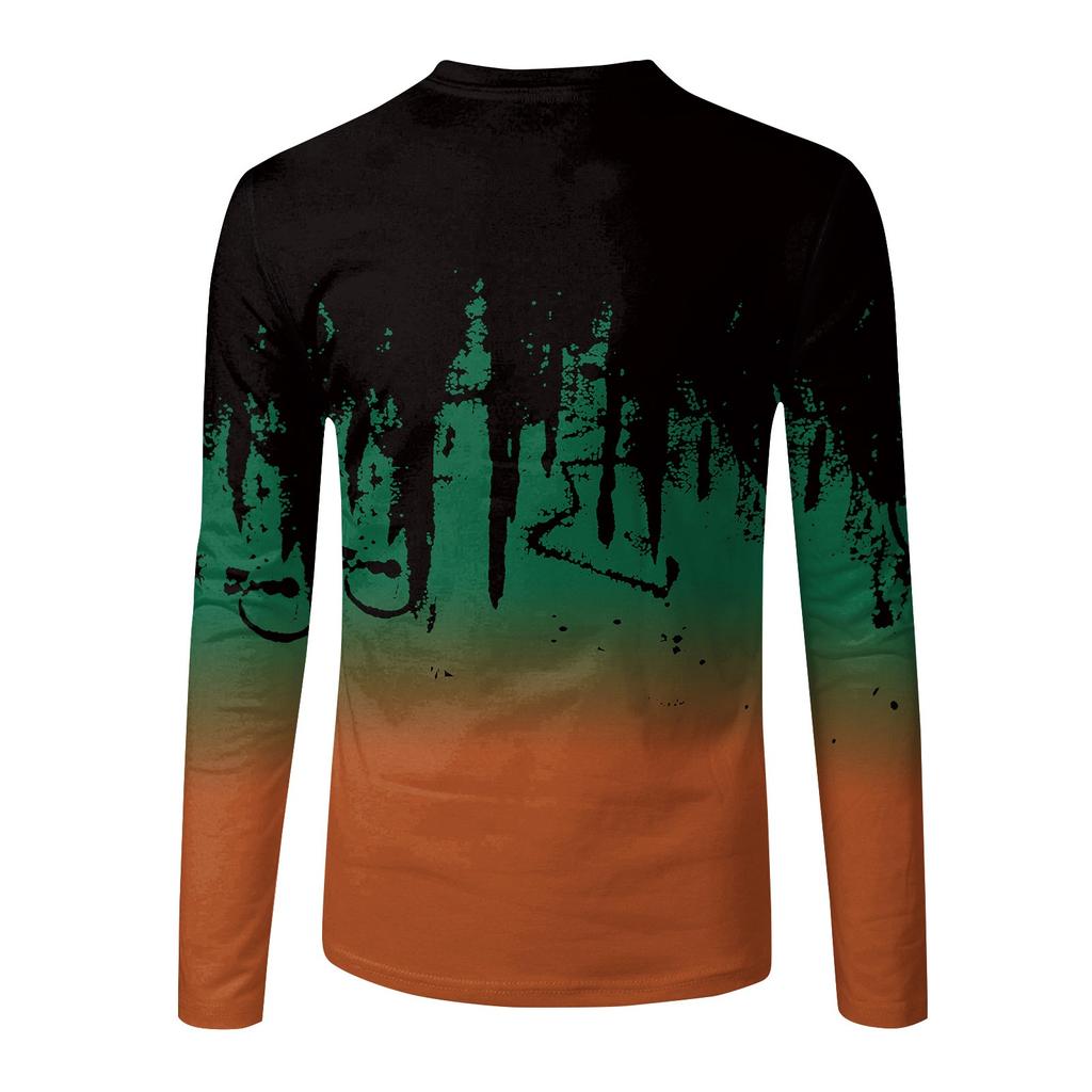 Мужская весенняя футболка с длинным рукавом с чернильным принтом Мужская свободная повседневная модная футболка с длинным рукавом