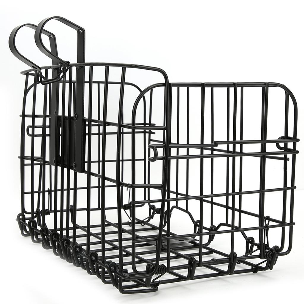 Прочная черная горная велосипедная складная передняя корзина Складная задняя подвесная проволочная сумка Велосипедный аксессуар Черный Утолщенный