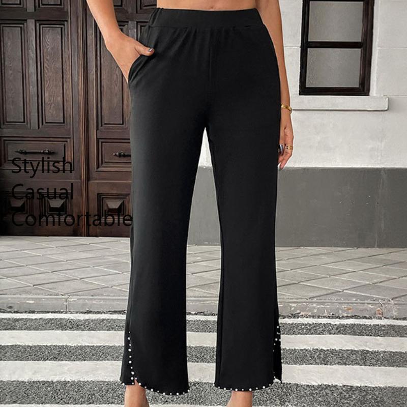 JKASHDK Women's Fashion Casual Solid Color Print High Waist Trousers Pants & Capris