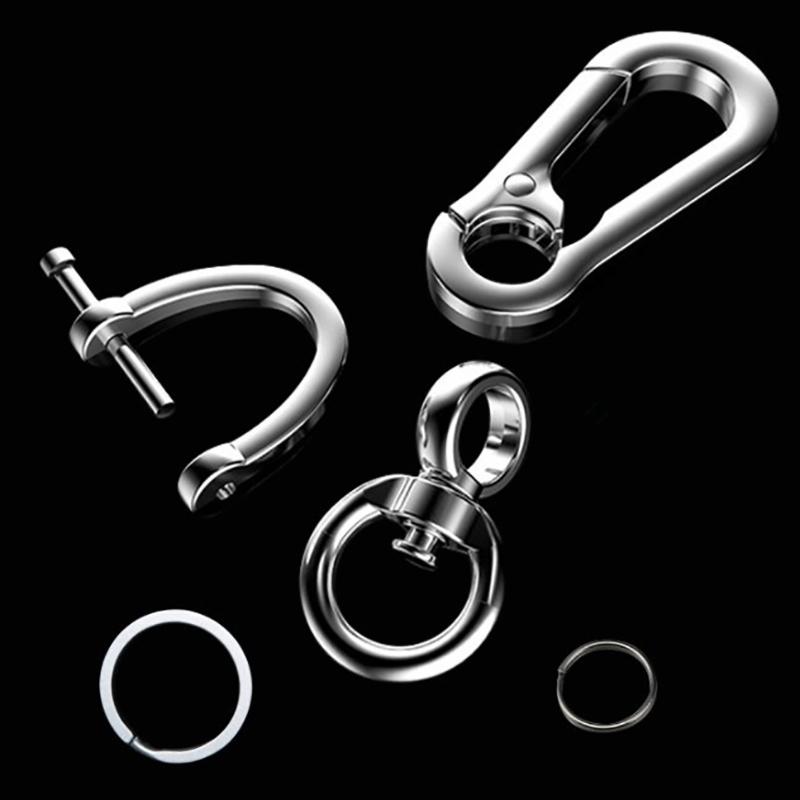 Автомобильный брелок классический мужской брелок из нержавеющей стали с зажимом на поясной ремень с пряжкой, защищающей от потери, подвесной модный брелок для ключей, украшение для автомобиля