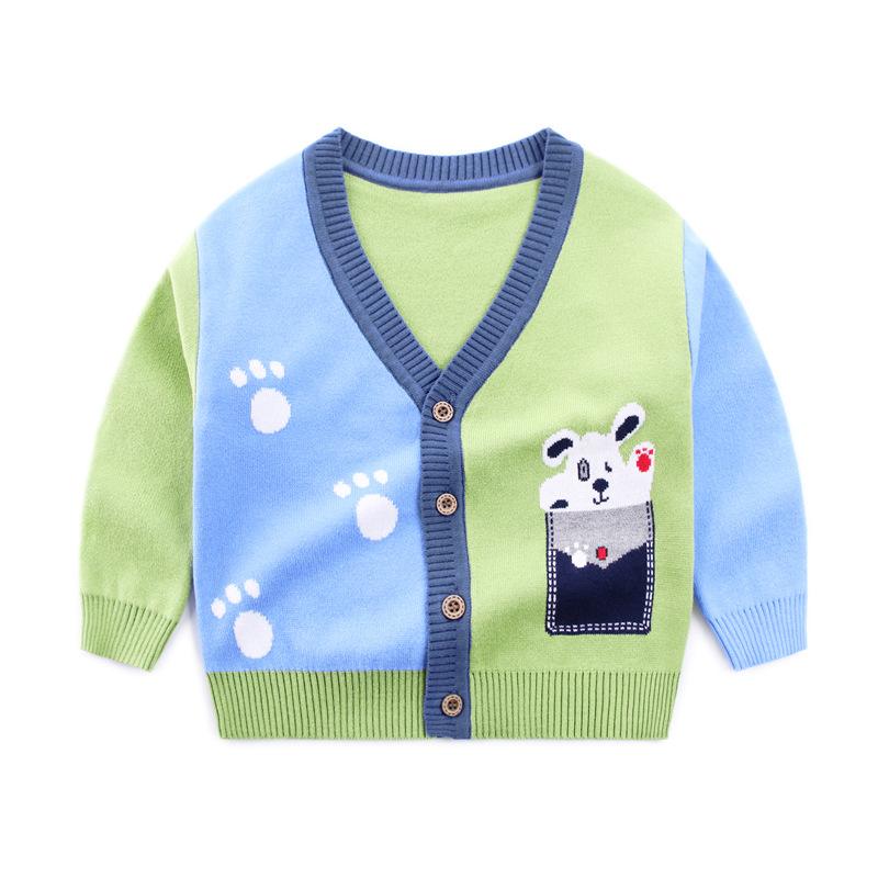 Кардиган с героями мультфильмов для мальчиков, детский свитер с v-образным вырезом, пальто, верхняя одежда с длинными рукавами для маленьких мальчиков