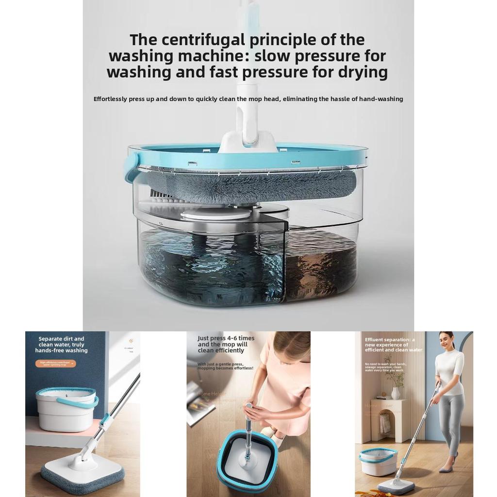 Spin Mop Bucket With Rotating Twisted Drying System For Home Cleaning Efficiency