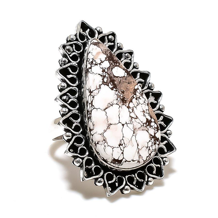 Wild Horse Gemstone Handmade 925 Sterling Silver Jewelry Ring Size 8.5 SU-10538