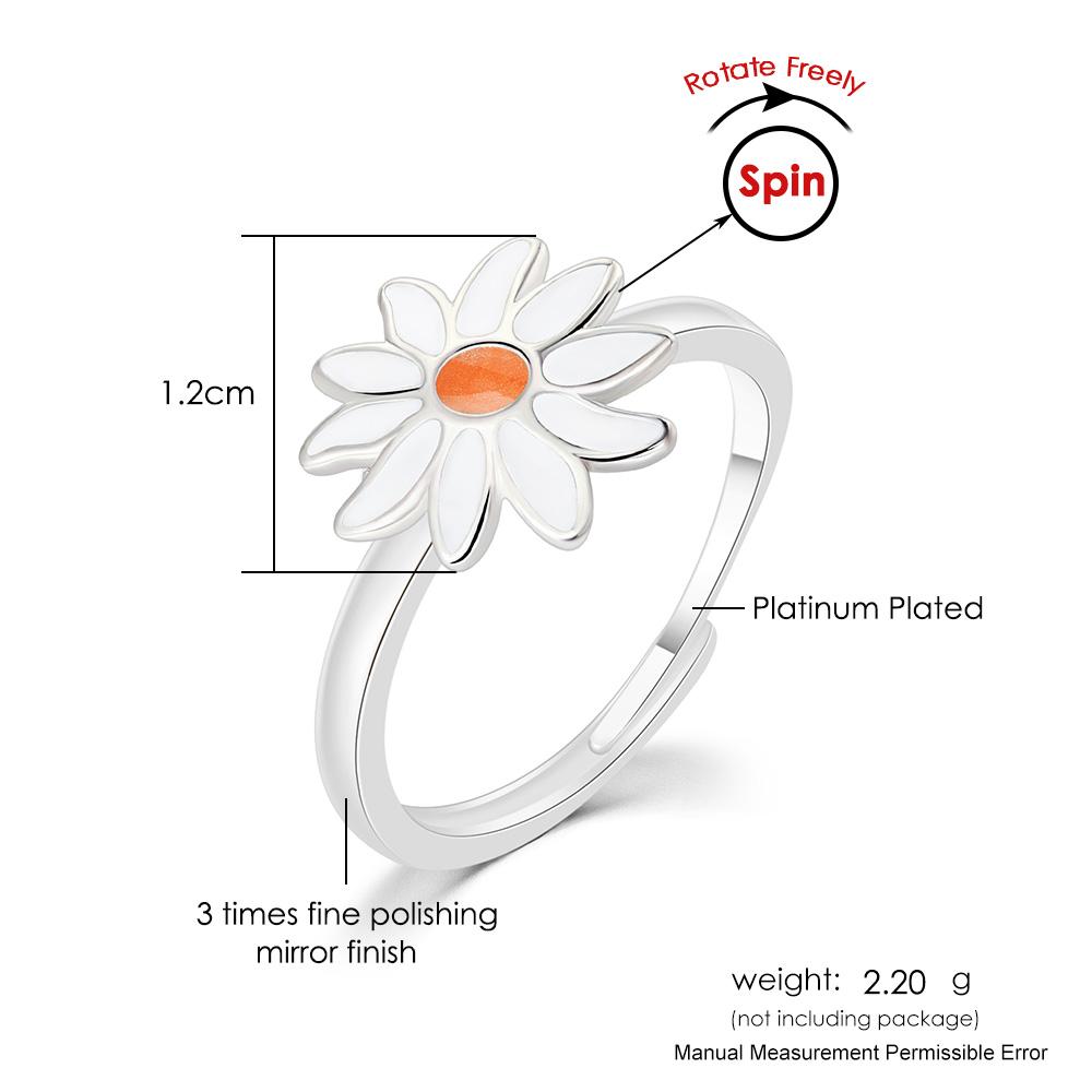 Y2k Flower Anxiety Spinner Ring for Women Adjustable Aesthetic Daisy Fidget Anti Stress Rings Trend Jewelry Valentine's Day Gift