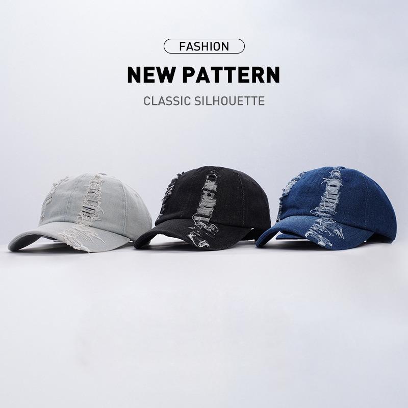 Ретро ковбойская бейсболка с промытыми отверстиями для мужчин и женщин, однотонная модная спортивная солнцезащитная кепка для отдыха, регулируемая шляпа в стиле хип-хоп