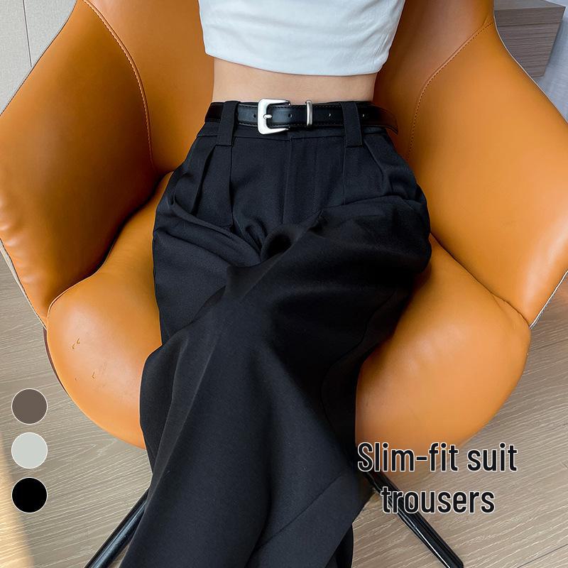 2024 Women's High Waist Wide Leg Suit Pants - Korean Fashion, Spring/Autumn, Loose & Casual Fit