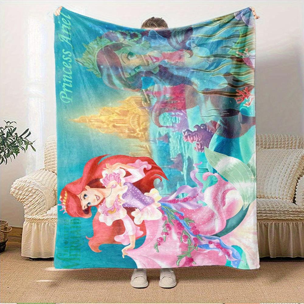 1pc Flannel Undersea Princess Ariel Mermaid Bed Sheet Quilt Cover Sofa Blanket Birthday Gift Home Decoration