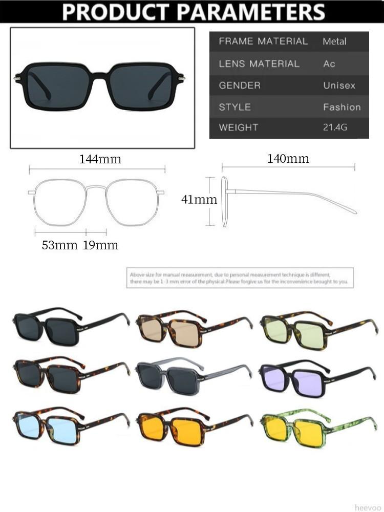 Vintage Square Sunglasses for Men Women Green Ocean Lens UV400 Rectangle Eyewear Trending Rivets Sun Glasses