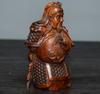 Chinese Natural Boxwood Carved Historical Figure Guan Yu Statue Wooden Figurines