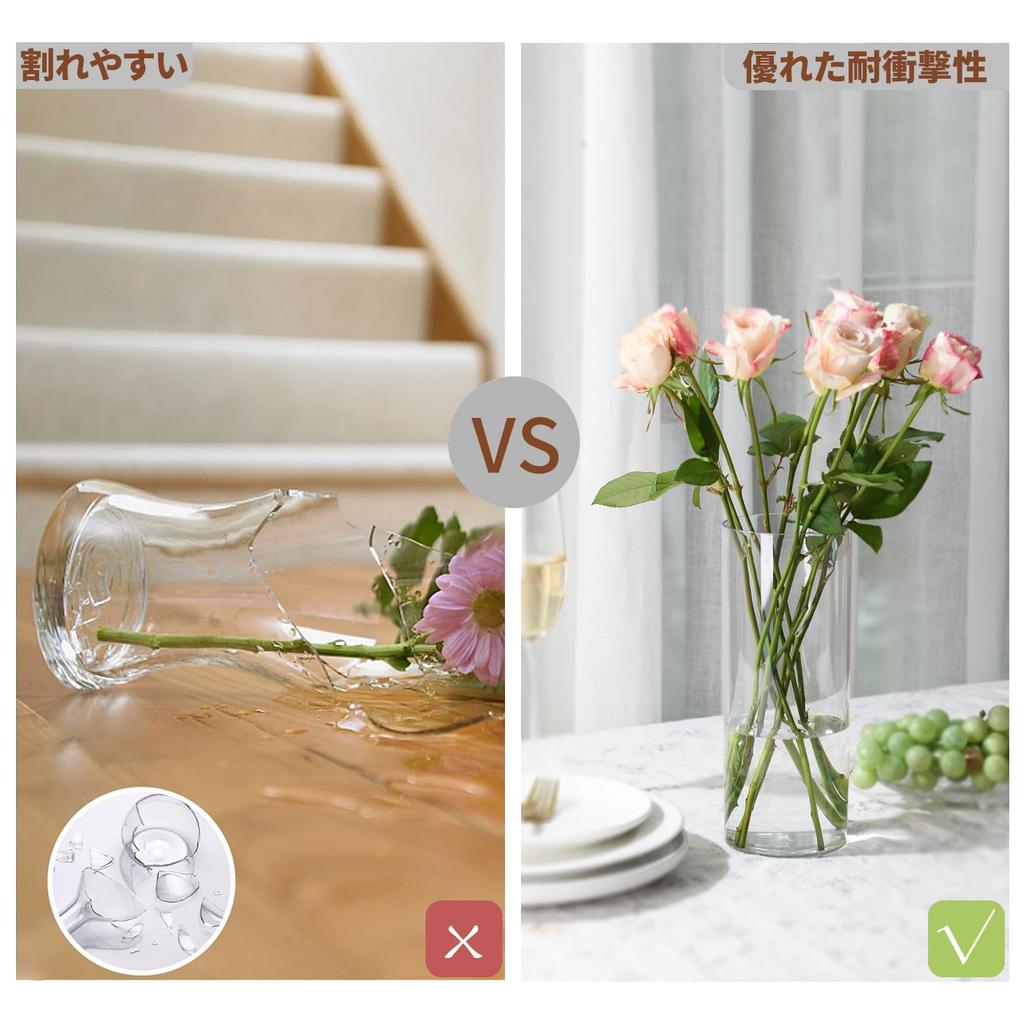 Guluto Vase Unbreakable Transparent Flower Base Acrylic Stylish Elegant Large Interior Flower Vase Hydroponics Ikebana Artificial Flowers Suitable for