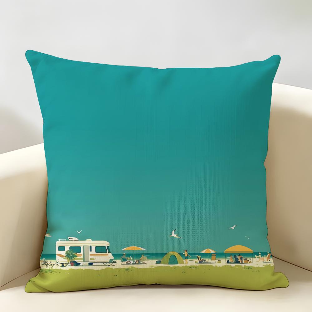 Japanese Minimalist Comic Style Cushion Cover Natural Linen Organic Fabric DoubleSided Printing Room Sofa Decor Pillow Case