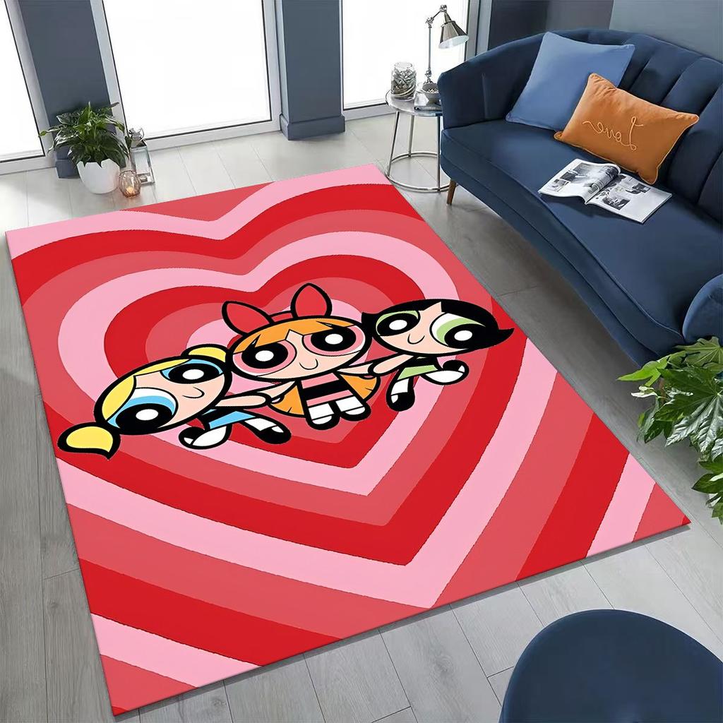 Мультяшный P-Powerpuff Girl Милый Арт Ковер Коврик для Спальни Гостиной Дивана Домашний Придверный Коврик Декор, Большой Детский Нескользящий Напольный Коврик