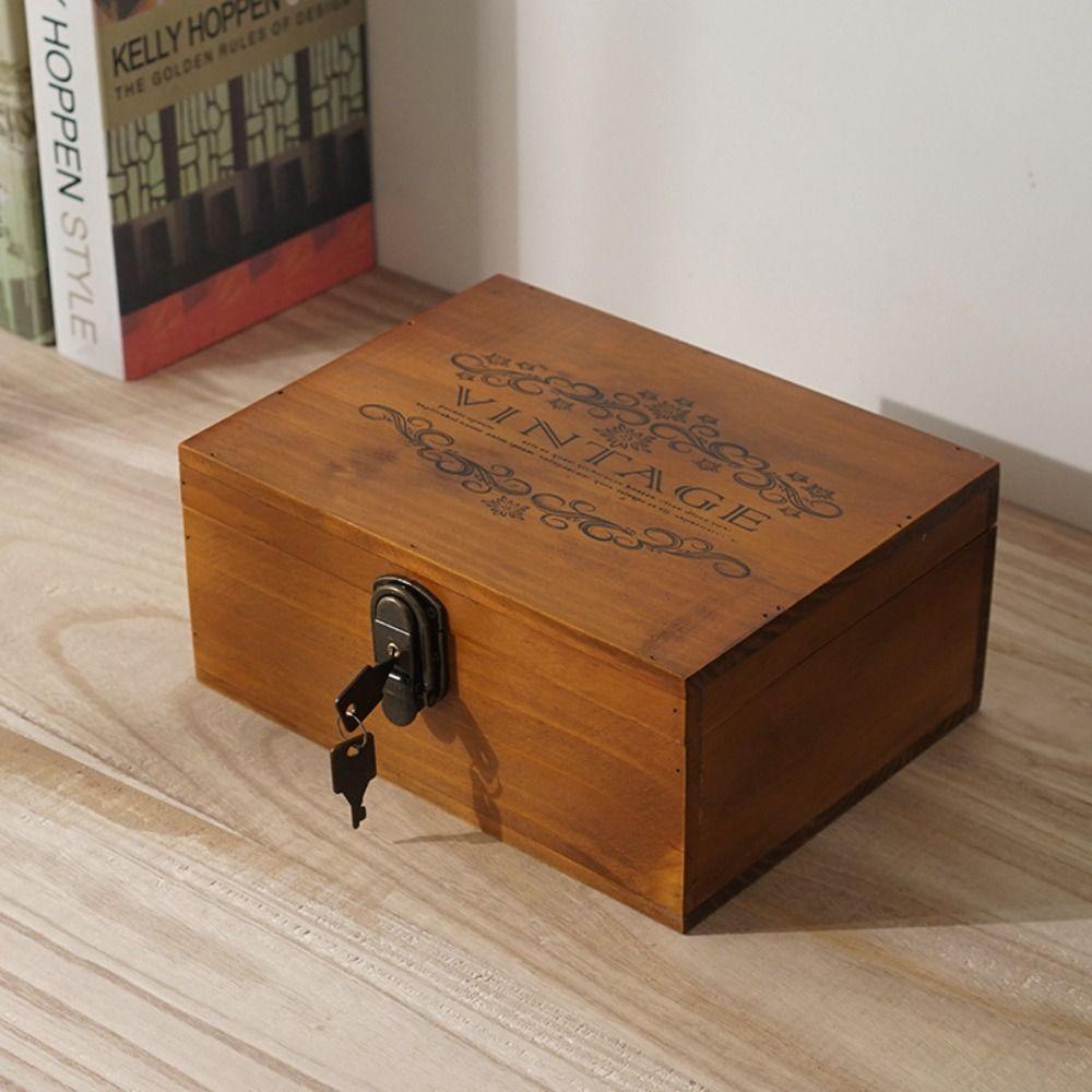 Wooden Jewelry Box Vintage Storage Case Miscellaneous Organizer Cosmetics Box Travel